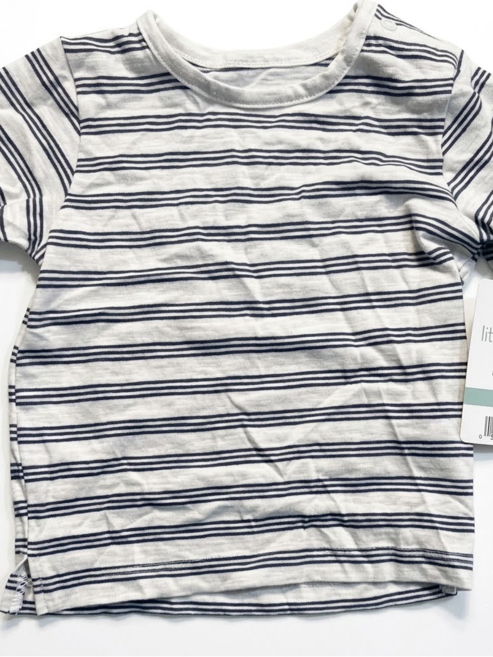 Kids Striped Short Sleeve Tee - White & Navy